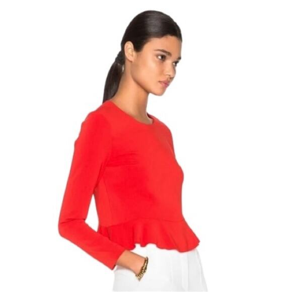 A.L.C. Women's Ann Top Size 6 Cherry Red Crepe Peplum Back Zipper - Picture 11 of 12